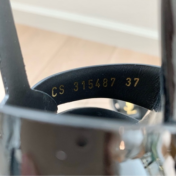 ๐ YSL Black Patent Leather Tribute 105 Platform Heeled Sandals High Heels 37 - Picture 12 of 12